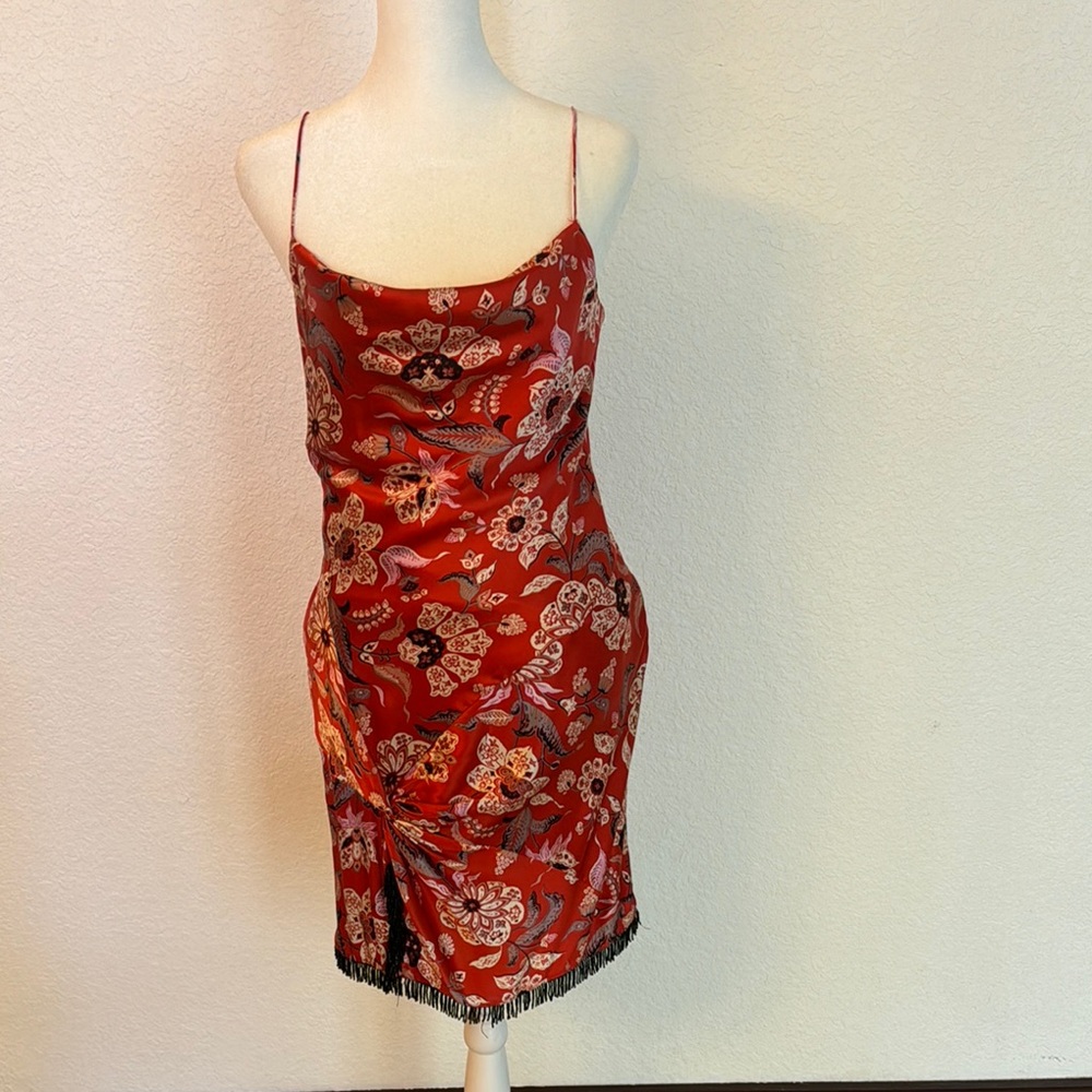 Cinq à Sept Red Spaghetti Strap Slip Dress
